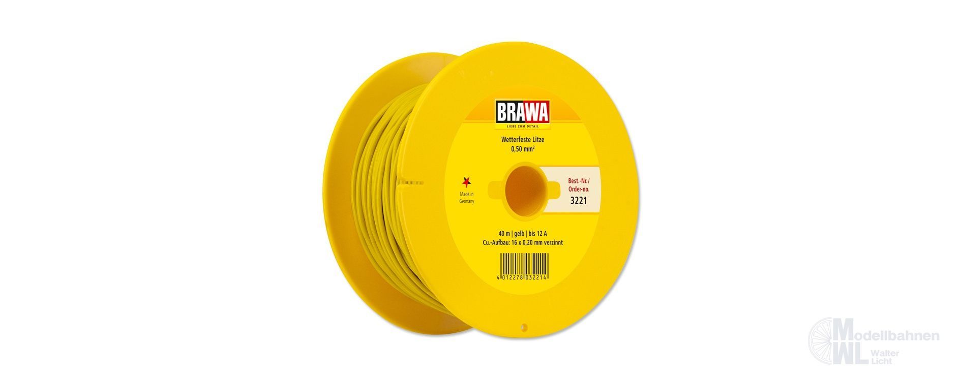 Brawa 3221 - Litze verzinnt gelb 40 Meter